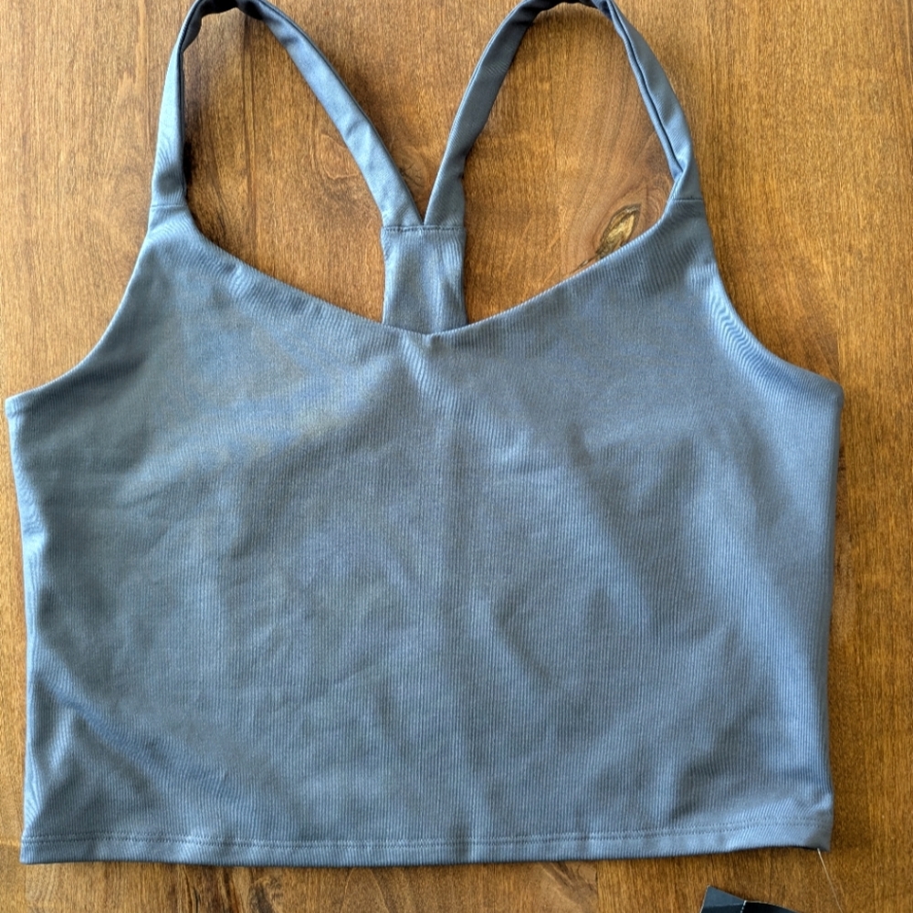 Abercrombie & Fitch Gray Sheen V-Neck Racerback Tank Top Size Medium